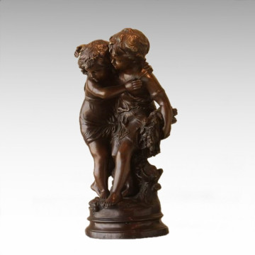 Statue des enfants Statue Fleur Sœurs Enfant Bronze Sculpture TPE-926